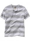 Short-sleeved slub striped henley